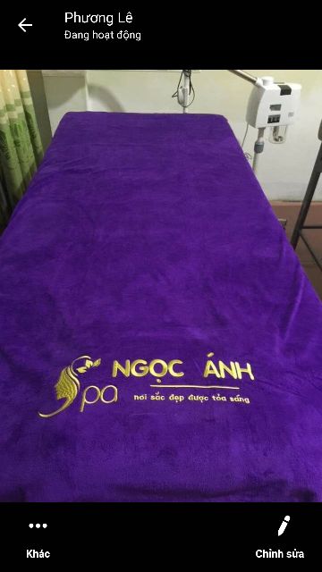 Khăn trải spa thêu logo 90x1m9,ko nhận ít