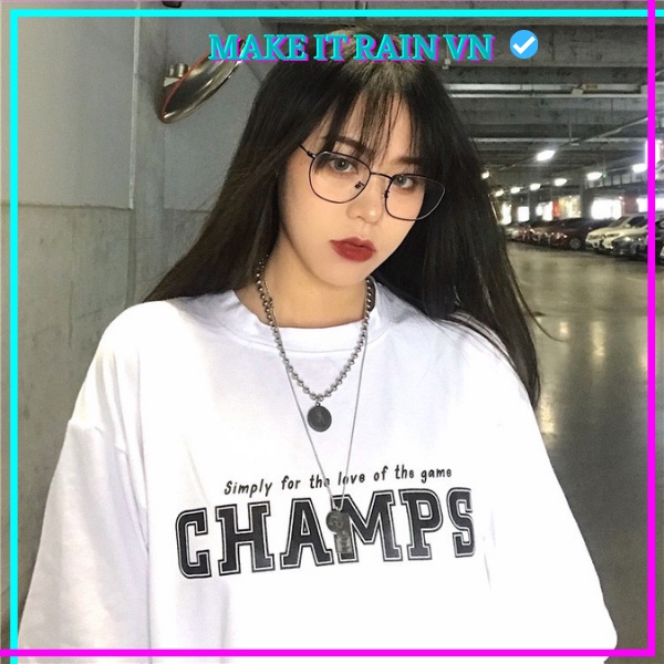 Áo Thun Tay Lỡ Unisex CHAMPS Make It Rain VN, Áo Phông Nam Nữ Form Rộng, có hình ảnh video thật A28