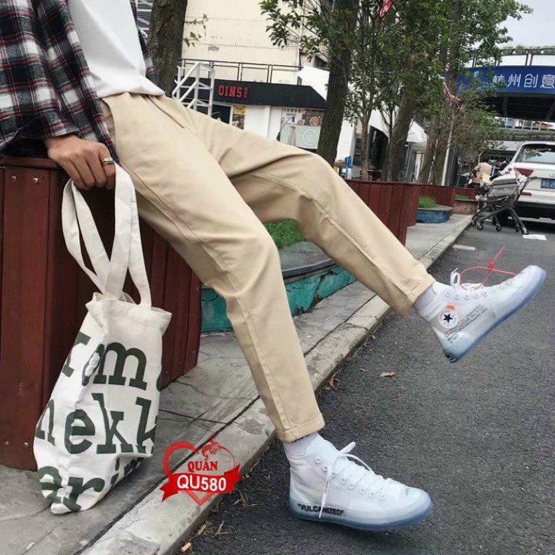 Quần Kaki Ống Suông Unisex Nam Nữ Cá Tính Cực Hot 2 Màu Cơ Bản Chất Đẹp