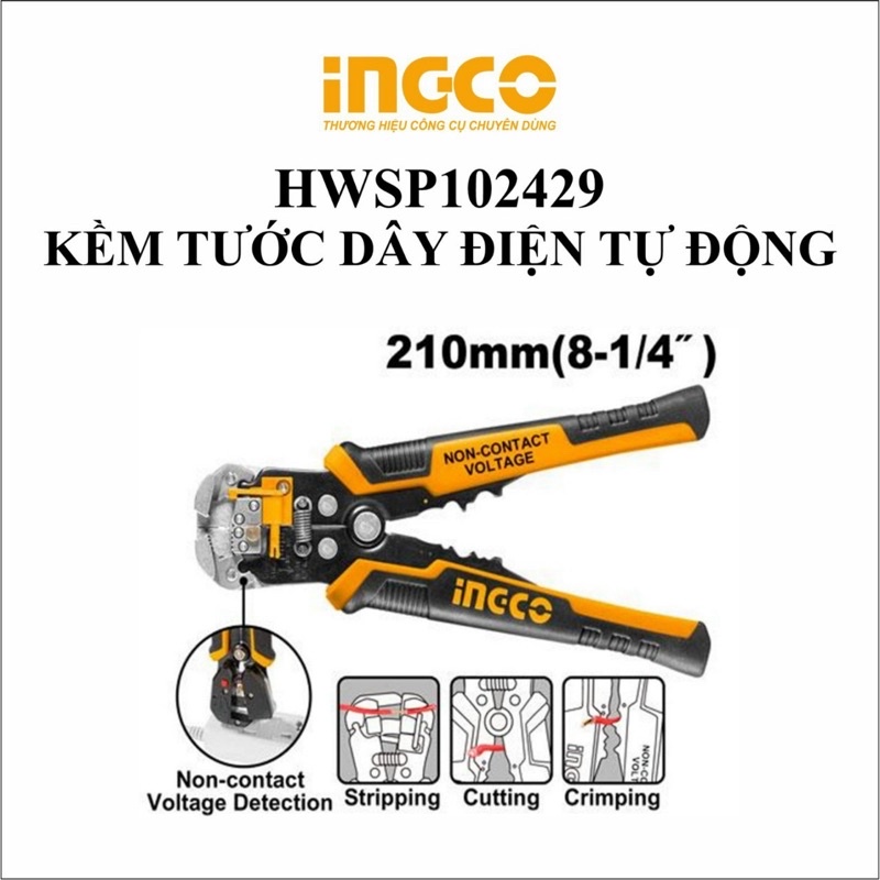 Kìm tuốt dây tự động kèm dò điện áp không tiếp xúc INGCO HWSP102429 (230523)