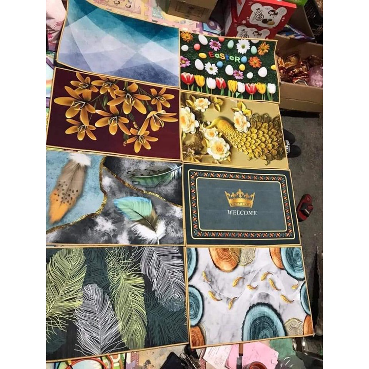 Thảm Lau Chân 3D [ SIÊU HOT ] Thảm lau chân 40x60cm HÀNG DÀY DẶN KHÂU VIỀN