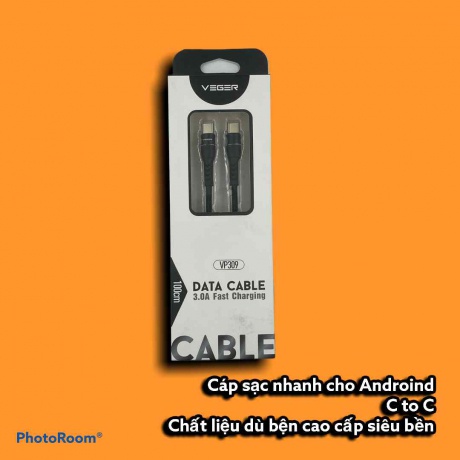 Cáp sạc Type C to bọc Dù Cao Cấp VEGER VP309 hỗ trợ sạc nhanh PD 65W, Bảo hành chính hãng 18 tháng lỗi 1 đổi 1