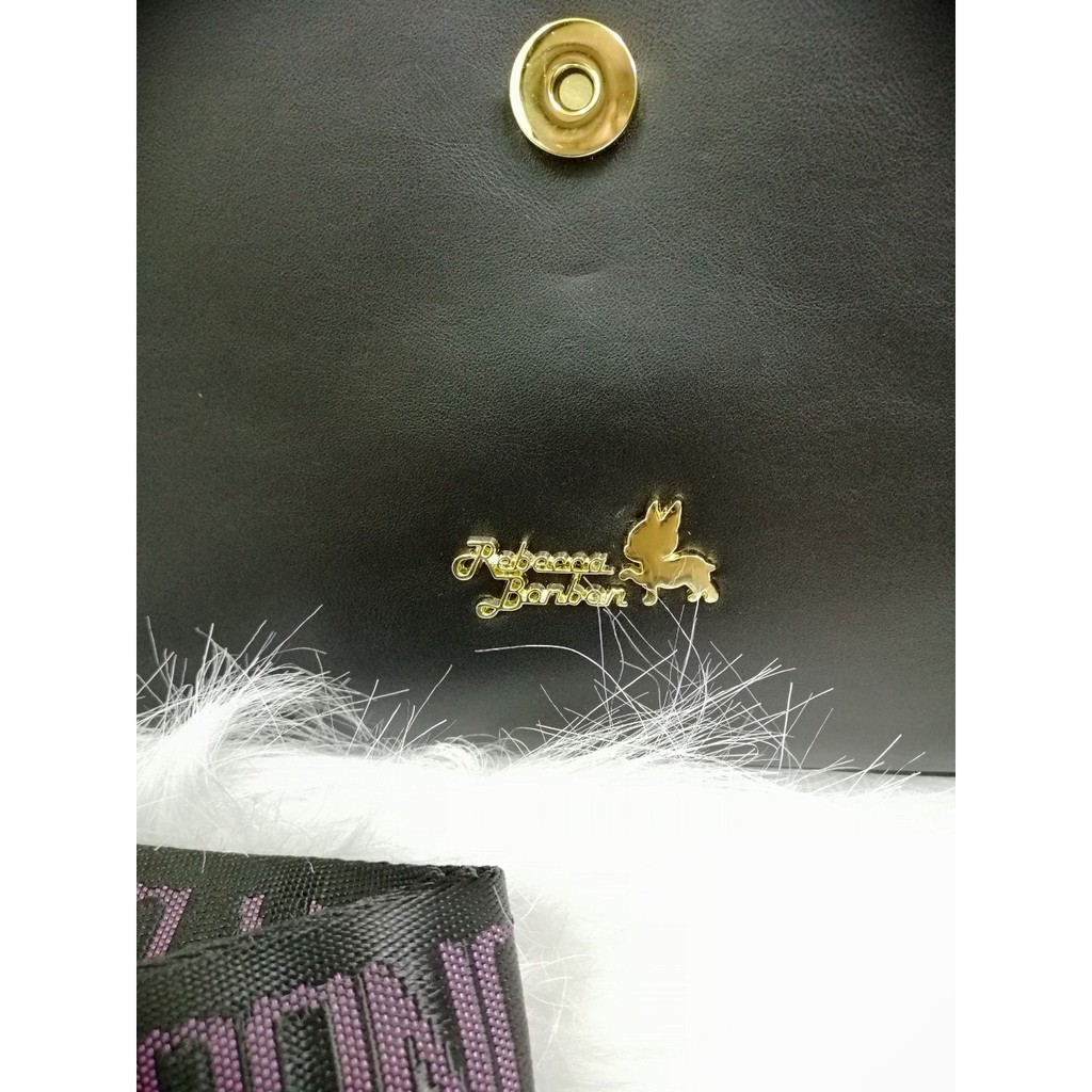 Túi cầm tay vuông màu vàng chanh phối đen PU. #RebeccaBonbon chó Bull Nhật Bản