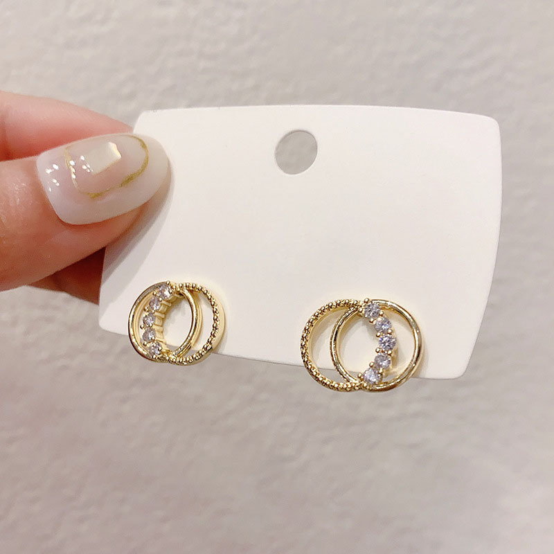 Bông Tai Mạ Bạc 925 Hình Tròn Đính Đá Zircon Thời Trang Cho Nữ