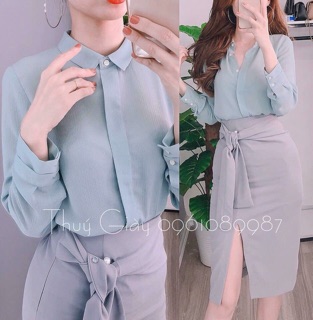 Chân váy bút chì thắt nơ