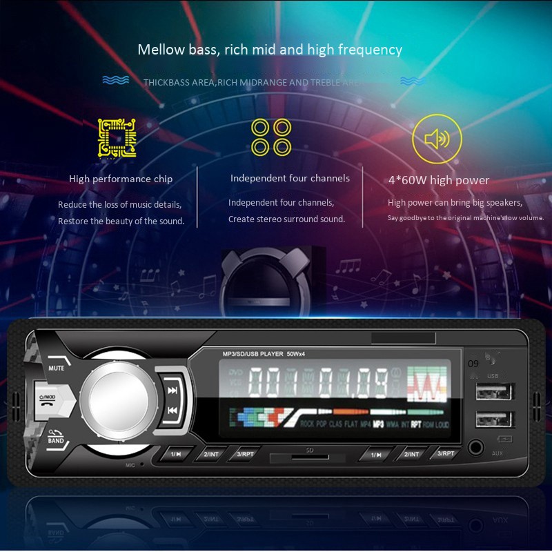 1 Din Car MP3 Multimedia Player Bluetooth Autoradio 12V Stereo Radio