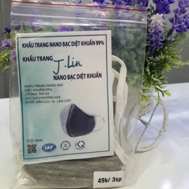 COMBO 3 cái - NGĂN CHẶN DỊCH VỚI KHẨU TRANG  NANO BẠC DIỆT KHUẨN 99% J.LIN- COMBO 3 cái