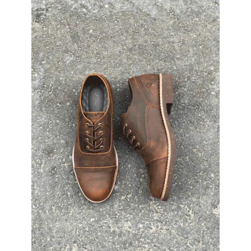 Steeler Oxford nâu sáp Crazy horse