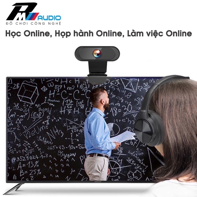 Webcam máy tính,laptop Full HD 1080p siêu nét tich hợp mic thu âm tiện dụng cho học online,live stream-BMVAUDIO