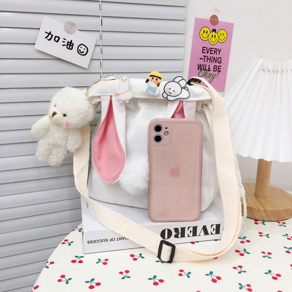 Túi Đeo Chéo Một Bên Vai Vải Canvas JP7 Dễ Thương Phong Cách Hàn Quốc Cho Nữ