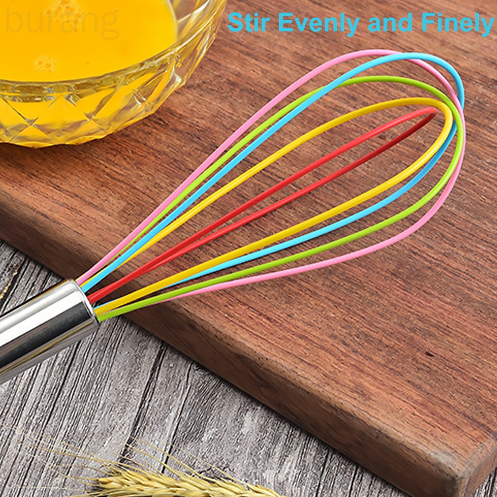 Dụng Cụ Đánh Trứng Bằng Thép Không Gỉ Và Silicone Nhiều Màu