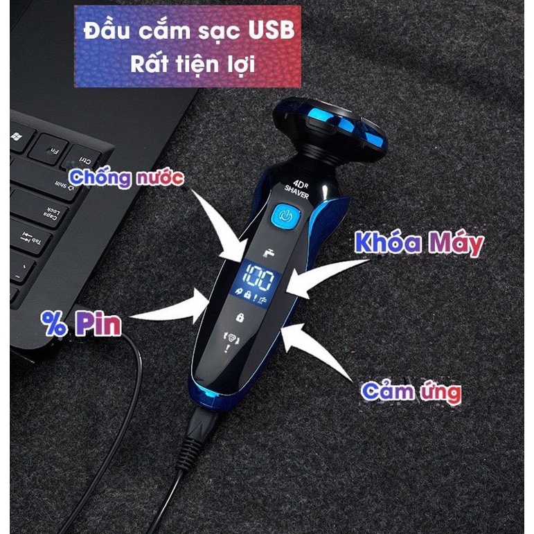 Máy cạo râu đa năng SHAVER 4D mẫu mới 2022 -máy cạo râu nam cao cấp 4 tính năng: cắt lông mũi, rửa mặt, cạo tóc mai