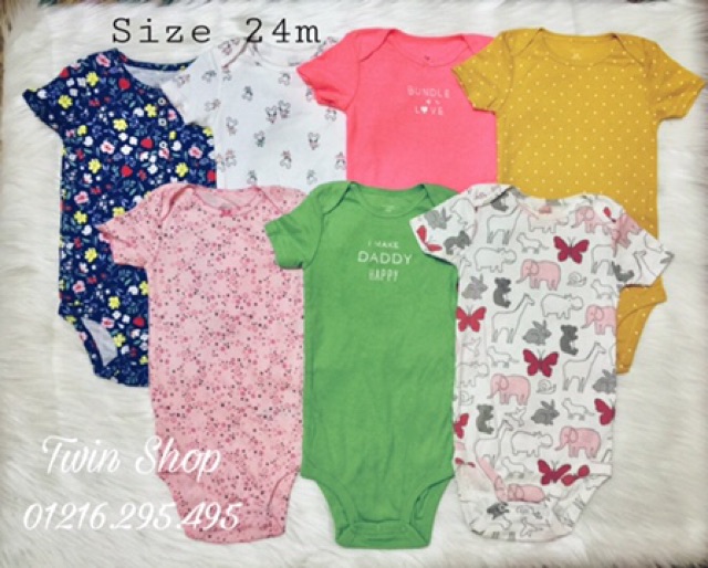 Combo 10 Bodysuit tay ngắn Carter xuất dư sz 12/18/24 mẫu ngẫu nhiên