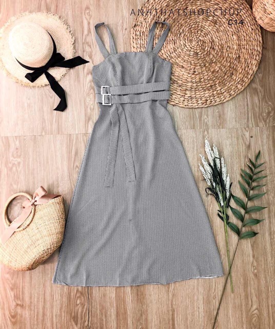 Đầm Caro Nhí Thắt Belt xb(kèm ảnh thật)