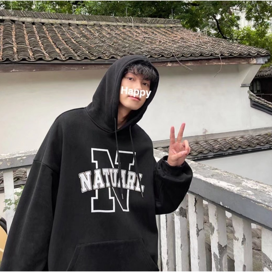 Áo Hoodie Cotton Dáng Rộng In Chữ Phong Cách Hàn Quốc Thời Trang Cho Nam Nữ