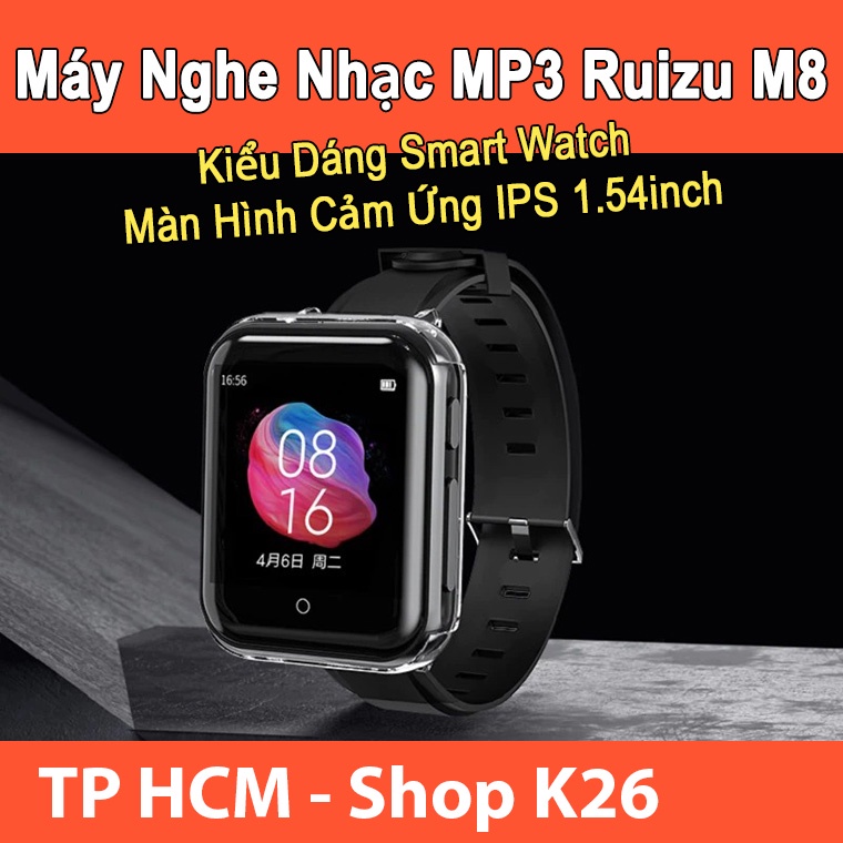 Máy Nghe Nhạc MP3 Ruizu M8 8Gb Kiểu Dáng Smart Watch Loa Ngoài Công Nghệ Bluetooth 5.0 Màn Hình Cảm Ứng IPS 1.54inch