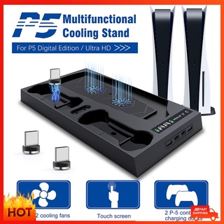 READY For PS5 Cooling Stand 2 Cooler Fan 2 Controller Charger Charging Dock Station 2 USB Type-c for Sony Playstation 5 PS5 Console Ya thumbnail