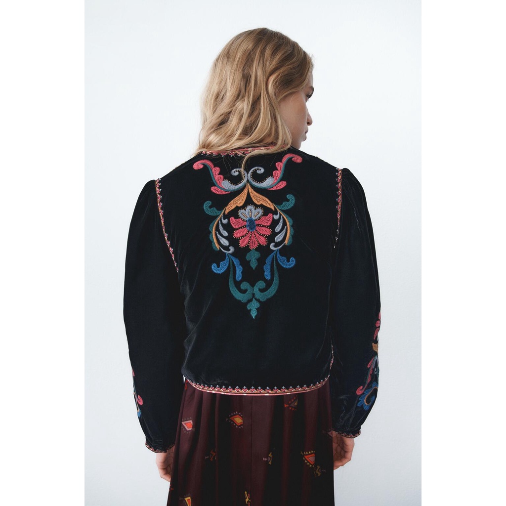 Zara Morocco full tag - Áo Zara cadigan nhung thêu boho độc đáo - Luumooc
