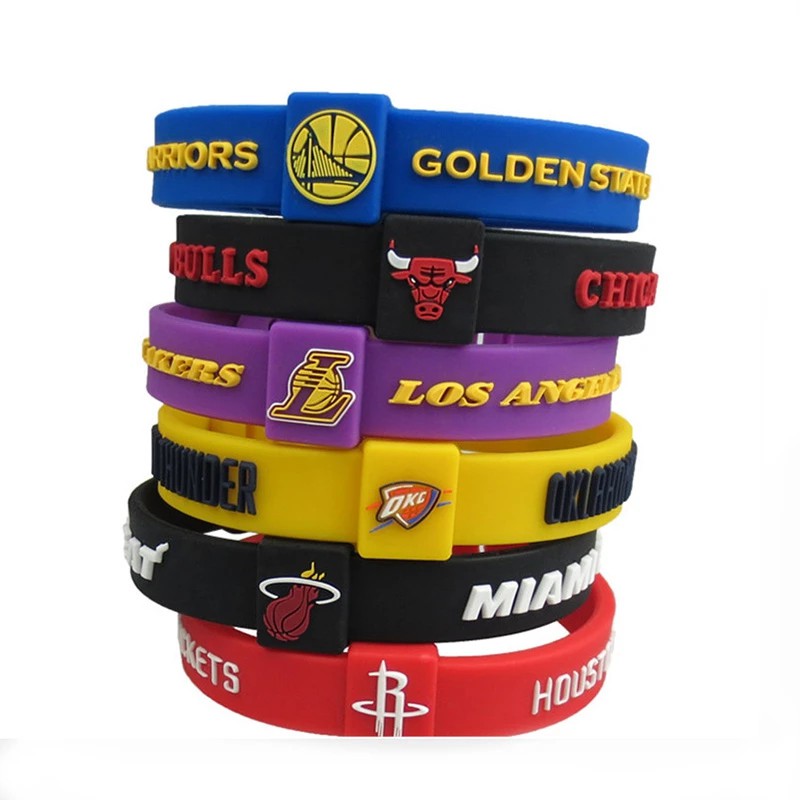 Vòng tay bóng rổ NBA team bấm Có Thể Điều Chỉnh dây silicone bền đẹp Celtics Lakers Chicago Bulls Golden State Warriors/