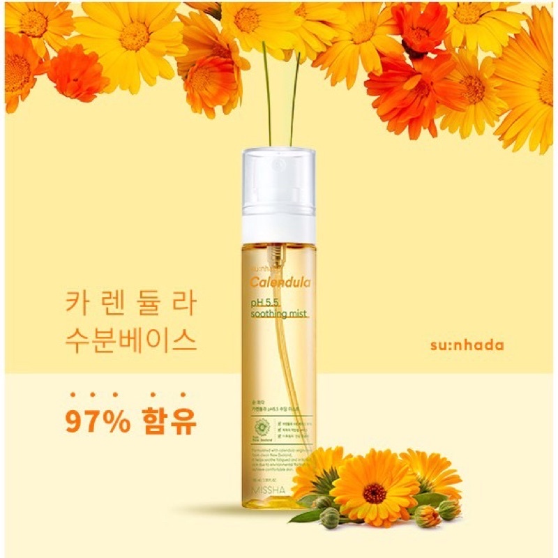 Xịt Khoáng Hoa Cúc Nhẹ Dịu  Dưỡng Ẩm Cân Bằng Da Missha Su:nhada Calendula Soothing Mist