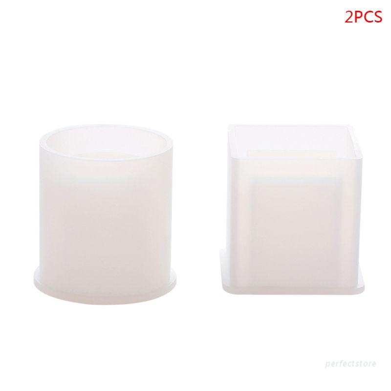 Set 2 khuôn silicon làm chậu cây sen đá hình khối trụ và tròn DIY