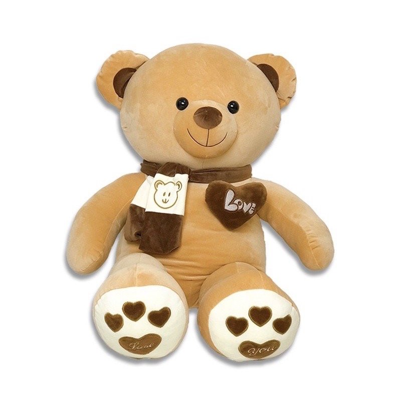 Gấu teddy dáng đứng quàng khăn khổ 1m2, 1m4