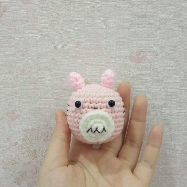 Móc khóa len Totoro màu hồng