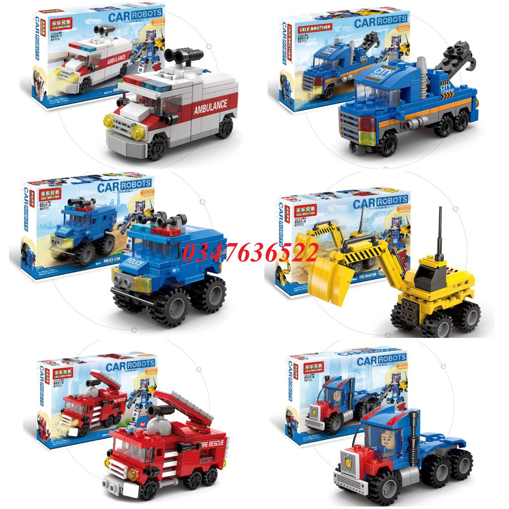 [482 CHI TIẾT-HÀNG CHUẨN] BỘ ĐỒ CHƠI XẾP HÌNH OTO BIẾN HÌNH - LEGO XE CẨU MÁY XÚC OTO