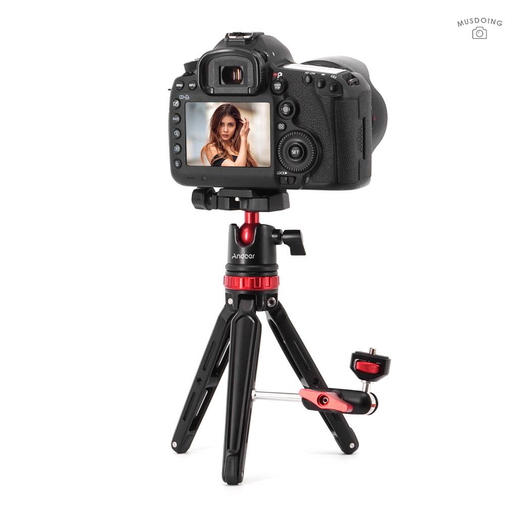 Giá 3 chân Andoer vít 1/4inch đầu bi quay toàn cảnh cho Canon Nikon Sony DSLR DV GoPro Hero 6/5/4/3 Yi Lite 4K iPhone