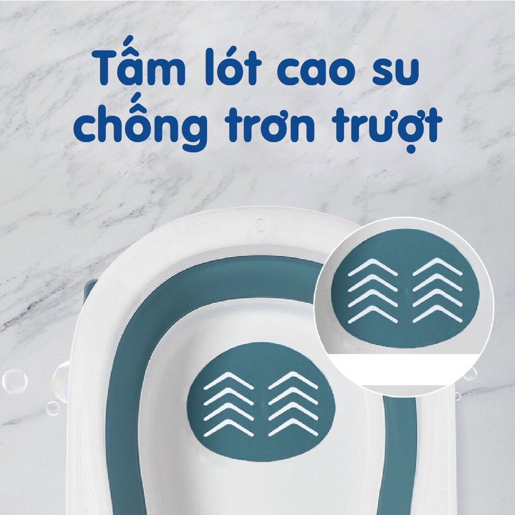 Chậu tắm cho bé, thau tắm gấp gọn có nhiệt kế chính hãng holla cao cấp cho bé