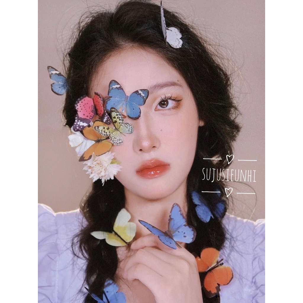 Set bướm nhựa makeup, trang trí mặt chụp ảnh nghệ thuật