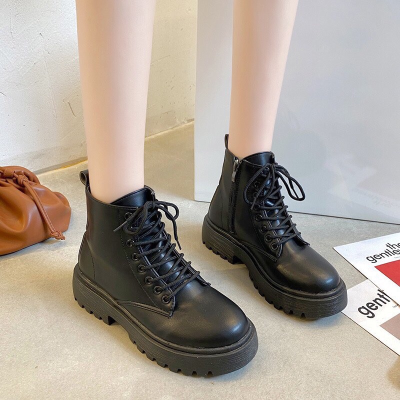 Giày bốt nữ cổ cao, boost da nhám đế cao 4cm có khóa kéo phong cách Hàn Quốc FLOWER G09 - nguyentrang239