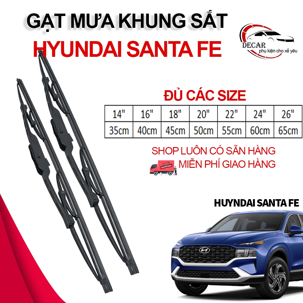 [HYUNDAI SANTA FE] 1 Cặp gạt kính xe oto, thanh gạt nước mưa gạt nước kính ô tô xe Hyundai Santa Fe