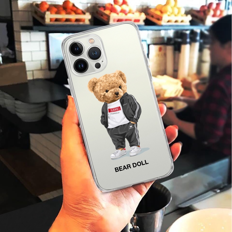 Vỏ ốp iPhone TPU dẻo trong suốt Bear Doll cho iPhone 6plus đến 13 pro max - Chinchincase