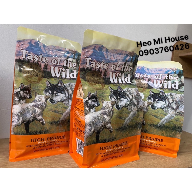 Hạt cho chó Taste Of The Wild dưới 6 tháng HIGH PRAIRIE PUPPY vị bò rừng nai nướng 500G