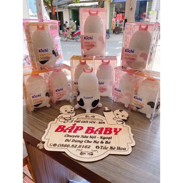 BÌNH SỮA BÒ KICHI silicone chính hãng size 180ml/260ml