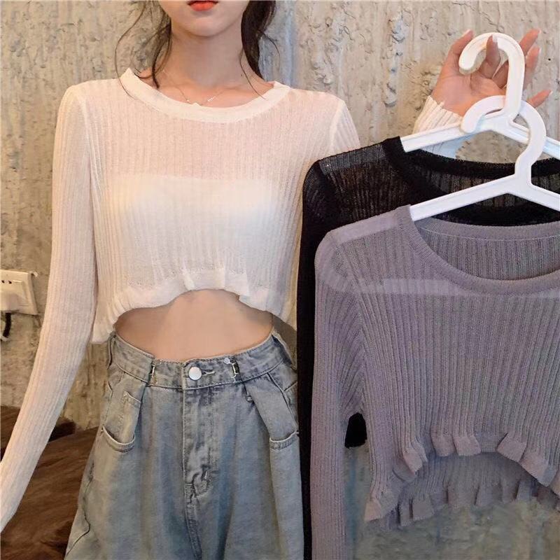 Áo croptop dài tay SuzaHouse cao cấp cho nữ phong cách Hàn Quốc nhiều màu