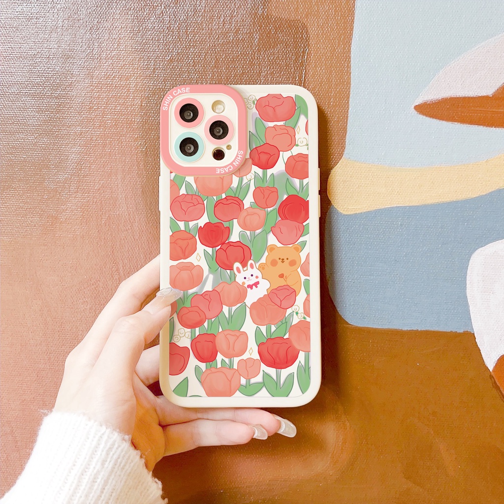 Ốp lưng iphone Pink Garden cạnh vuông 6/6plus/6s/6splus/7/7plus/8/8plus/x/xs/11/12/13/14/pro/max/promax/plus/shin/case