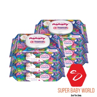 Khăn ướt Mamamy tropical premium - Combo 6 gói 60 tờ