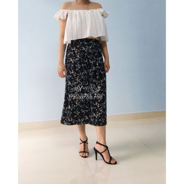 Quần culottes lá hoa thun lụa