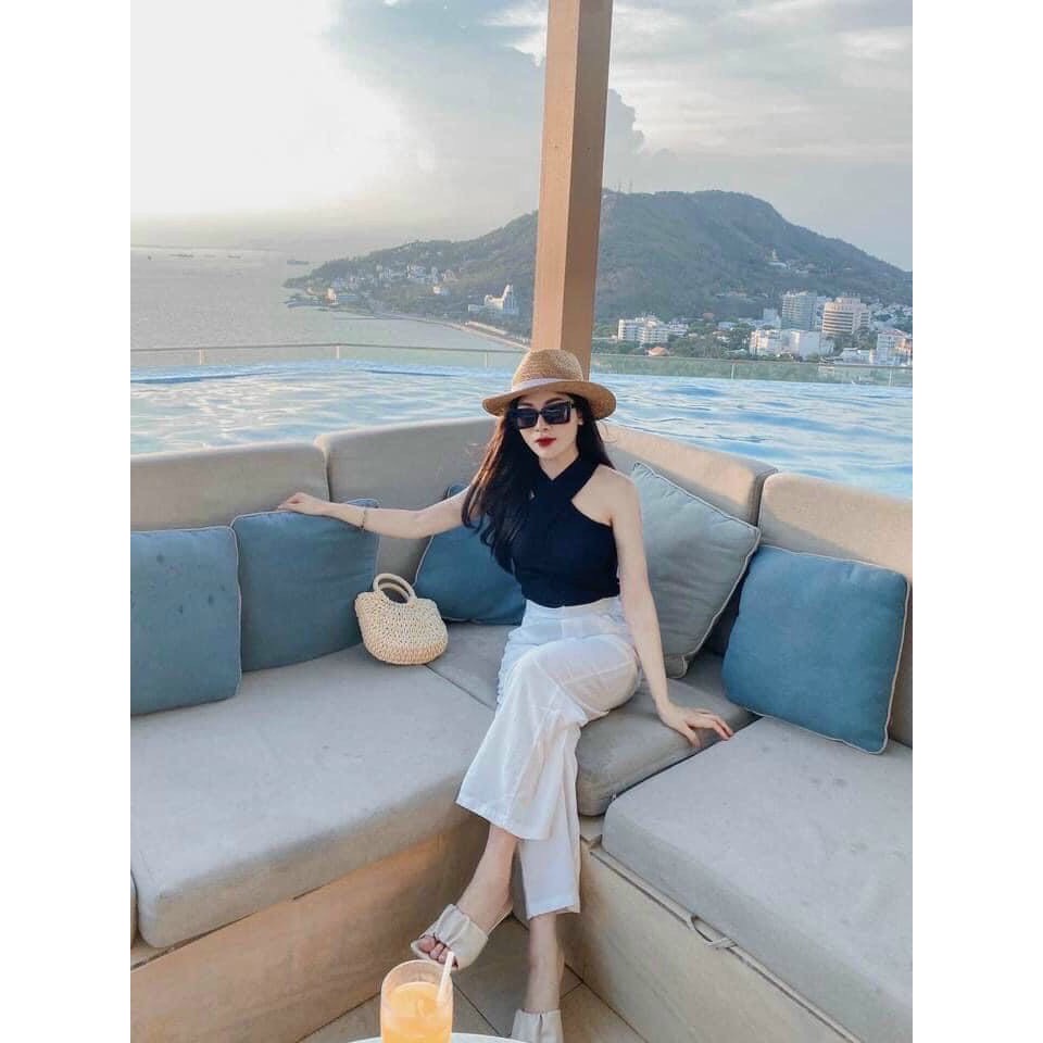 Áo Croptop Cotton Chéo Cổ Thun Co Giãn Thoải Mái Thấm Hút Siêu Đẹp Mainia Shop