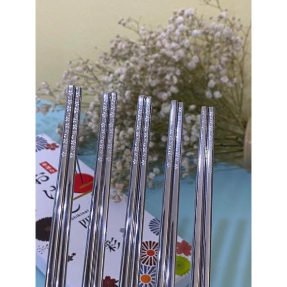 Đũa inox Nhật hiệu Shikishai (5 đôi/ hộp)