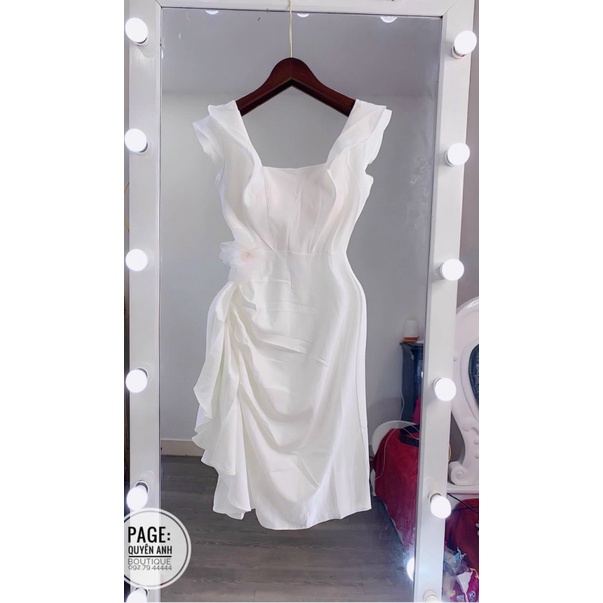 [FREE SHIP] [FREE SHIP] ĐẦM NỮ CỔ VUÔNG BÈO PEPLUM DỰ TIỆC PHỐI PHỤ KIỆN HOA EO CỰC XINH TT NERMA