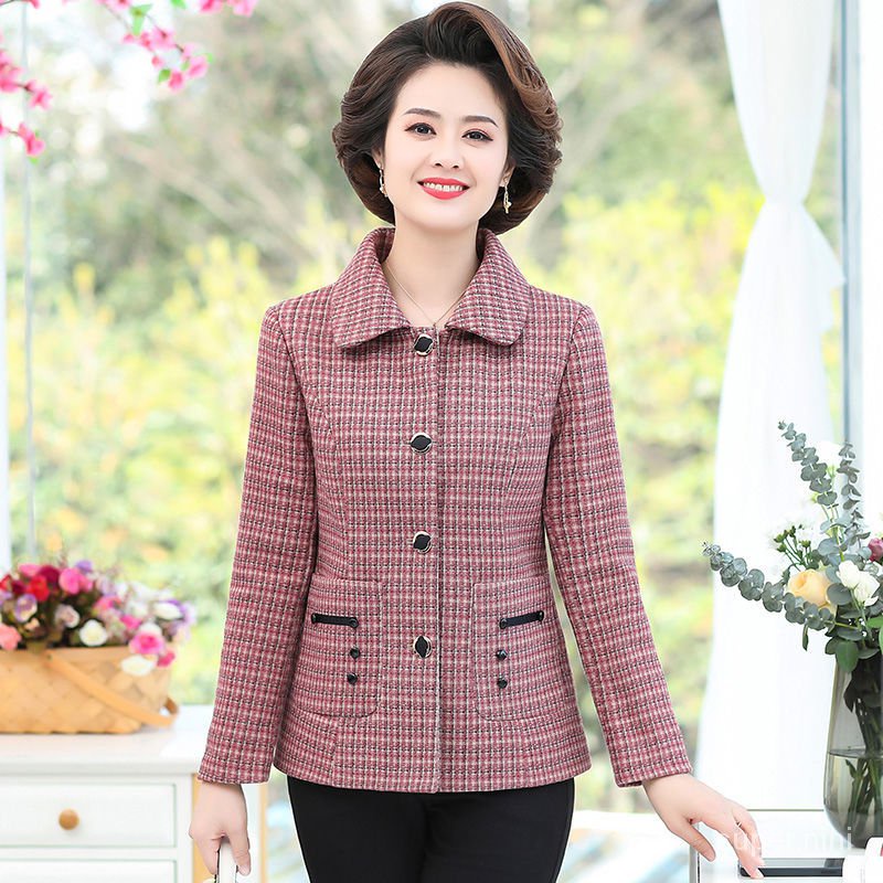 Áo Khoác Len Ngắn Phong Cách Phương Tây Thời Trang Thu Đông Cho Phụ Nữ Trung Niên 40-50 Tuổi