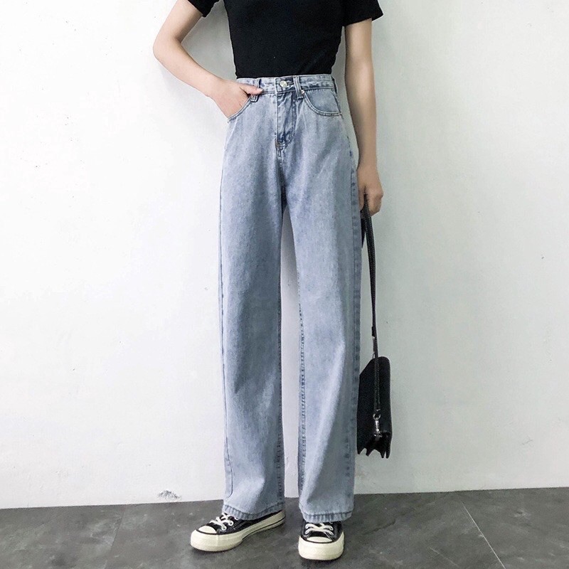 [Sỉ] Quần Jeans Ống Rộng SIMPLE JEANS DÀI 105CM Xanh Nhạt Xanh Đậm Unisex Cao cấp Chiwawa shop