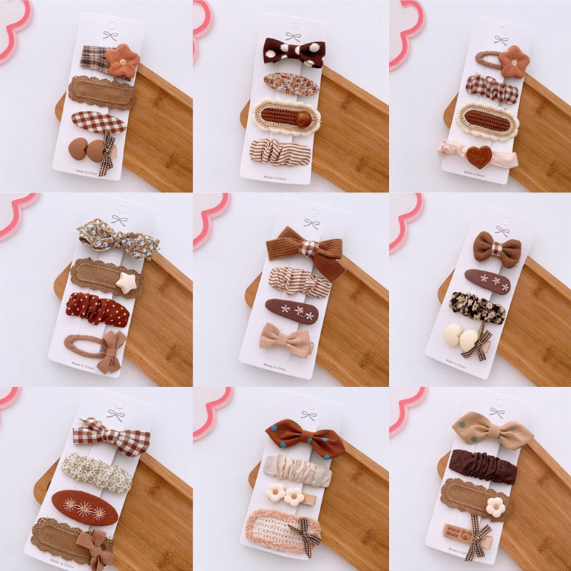Set 4 Kẹp Tóc Nơ Vải Màu Sắc Kẹo Ngọt Dành Cho Bé Gái