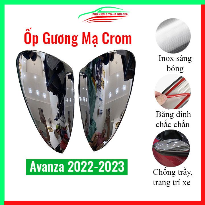 Ốp gương chiếu hậu Avanza 2022-2023 mạ crom bảo vệ chống trầy trang trí làm đẹp xe