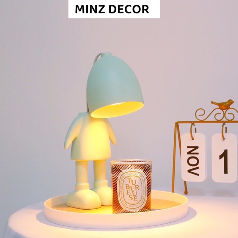 Đèn đốt nến thơm, hình Robot, có núm xoay điều chỉnh ánh sáng