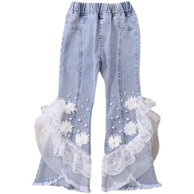 Quần Jeans Ống Loe Phong Cách Hàn Quốc Thời Trang Xuân Thu Dành Cho Bé Gái Tiểu Học