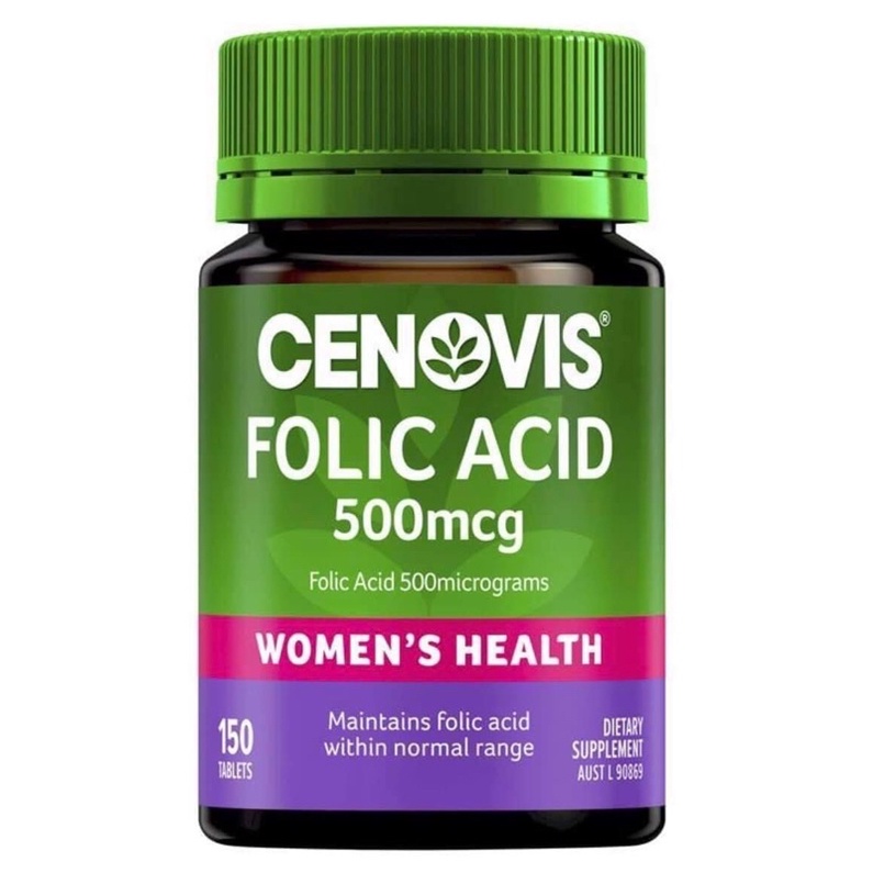 Viên Bổ Sung Axit Folic Cho Bà Bầu – Cenovis Folic Acid 500mcg 150 Viên